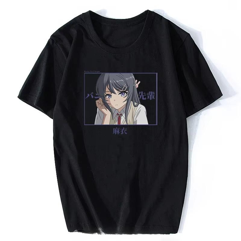 Mai Sakurajima Shirt Vintage Washed Unisex Oversized Bunny Girl Senpai Streetwear Soft Cotton Short Sleeve Tee Gift Clothing Top
