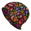 A Men'S Street Style Floral-Themed Knitted Hat - Featuring Vibrant Ethnic Patterns, Durable Knitted Fabric, Comfortable Elastic Fit, Casual Outdoor Ha