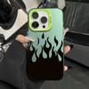 Fashion Black Flame Electroplate Silver IMD Phone Case For iPhone 11 12 13 14 15 16 Pro Max 7 8 Plus X XS Shockproof Back Cover
