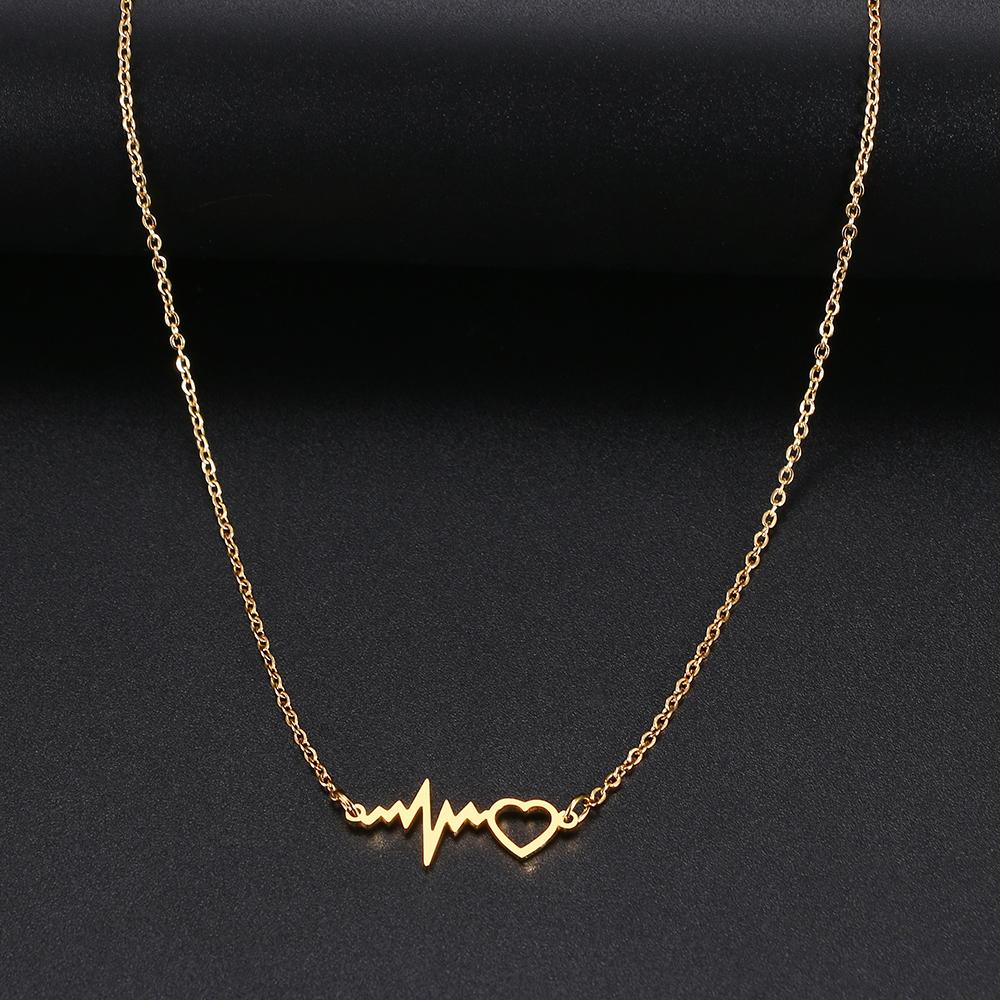 Stainless Steel Necklaces Heartbeat Lightning Lover Pendant Chain Collar Charm Fashion Necklace For Women Jewelry Party Gifts