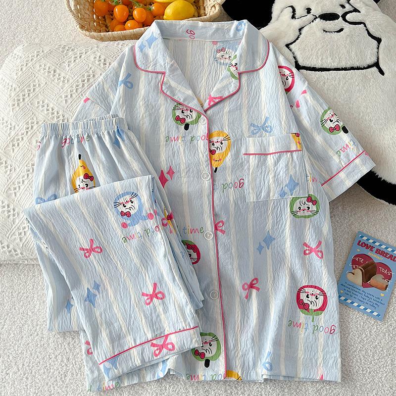 Summer Cure Cartoon Mikko Short-Sleeved Pajamas Women'S Loungewear Cloud Cotton Suit