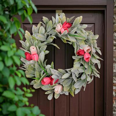 Season Wreath Door Hanging Wreath Easter St. Patrick'S Day Wreath Rabbit Eargrass Tulip Wreath