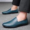 Men's Slip-On Leather Driving Moccasins - Spring/Summer Flat Sole, Large Size Cowhide Shoes