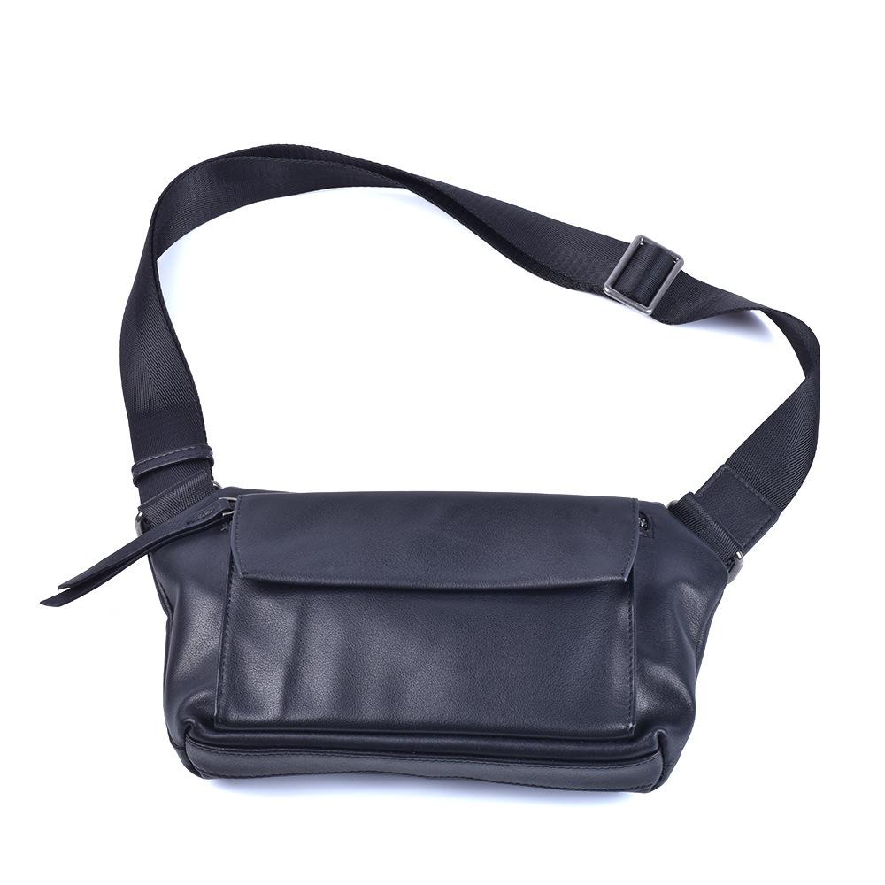 

Leather Fanny Pack Men S First Layer Cowhide Messenger Bag Men S Breast Bag Casual Mobile Phone Bag Shoulder Bag Small Bag Backpack чорний