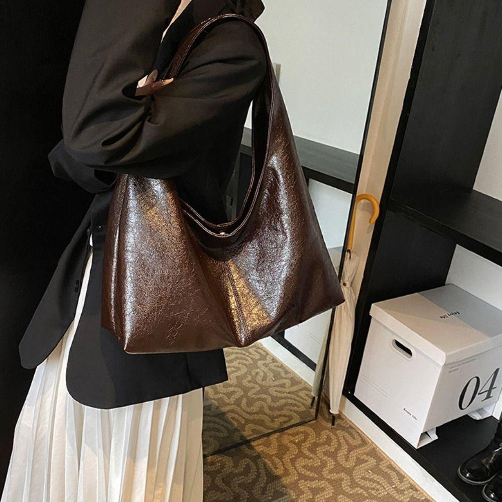 Borsa a Tote Retro PU Borsa a Tote Stile Coreano Borse da Sottobraccio Dolce Grande Capacità Borsa a Mano Impiegato/a
