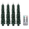 4/2pcs Christmas Tree LED Flameless Candles Light with 3D Flame Wick Green LED Candlesticks Operated for Christmas Home Decor