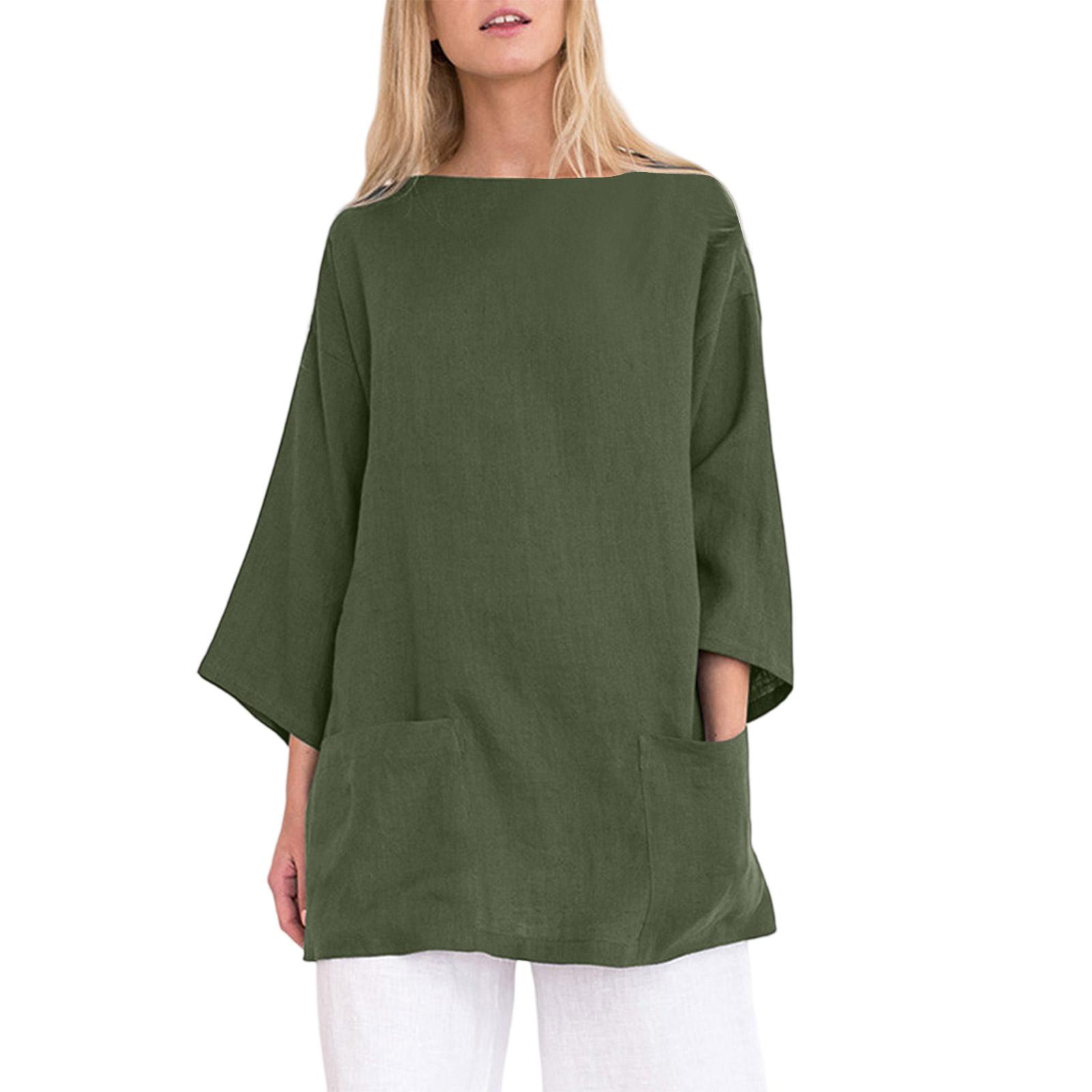 

Fashionable Women s Loose Round Neck Casual Pullover Top L армія зелений колір