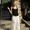 American Spice Girls Slim White and Skinny I-shaped Neck Vest Women's Summer Niche Inner and Outer Wear Short Suspender