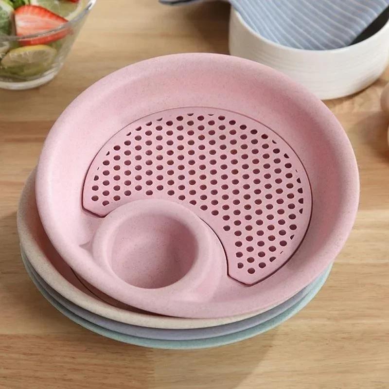 Kitchen Tableware Duallayer Wheat Straw Disc Tool Spices Dish Fruit Bowl Dumplings Dish Tableware Snack Dipping Saucer Plate