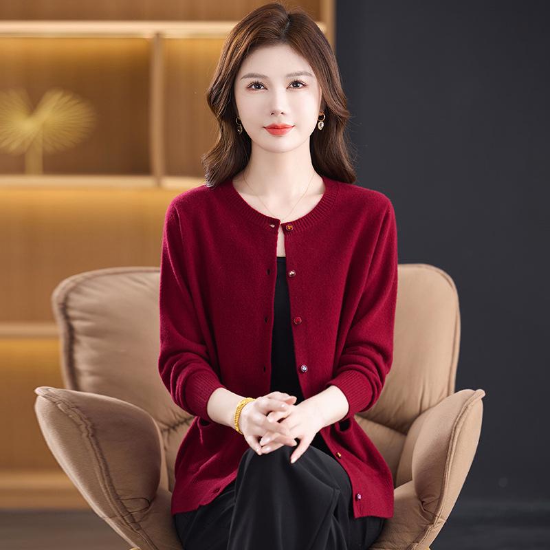 Cardigan Lungo in Maglia 100% Lana Pura da Donna - Nuovo Maglione Girocollo Autunno/Inverno per Mamma