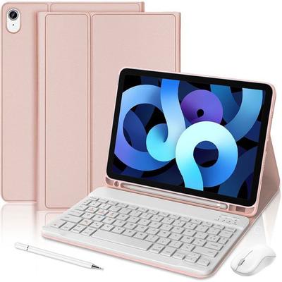 Tastaturhülle für iPad Air 11" (M3/M2) / iPad Air 4/5 10,9" - Rosé mit Bluetooth-Tastatur + Maus + Stift