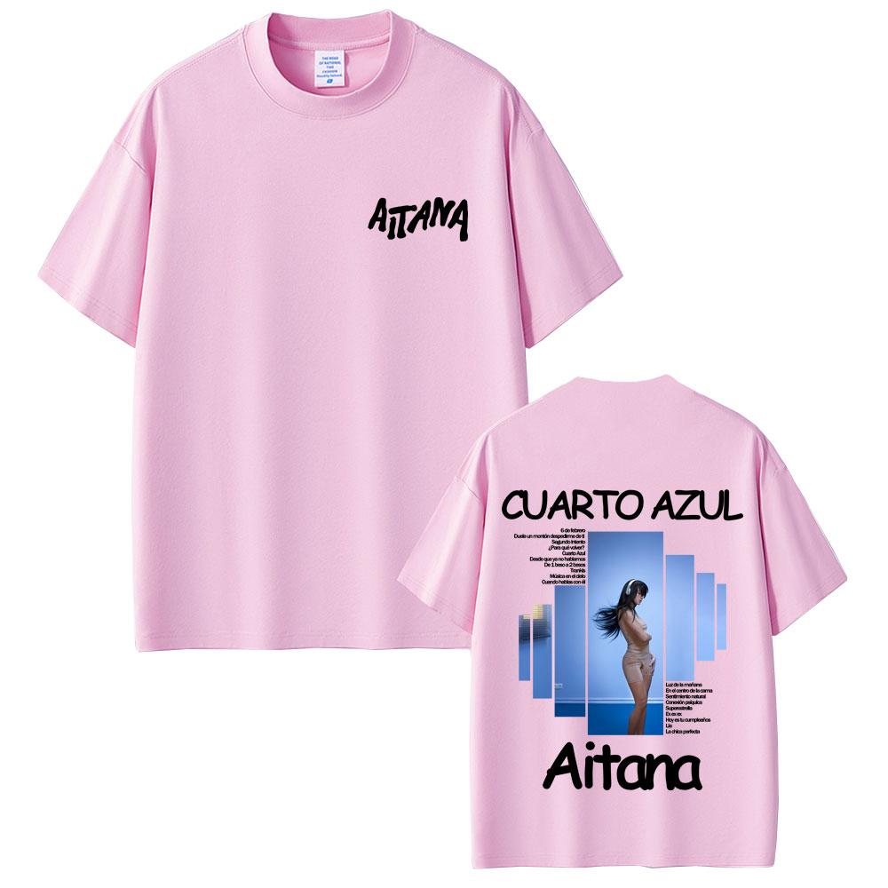 Singer Aitana CUARTO AZUL Album Graphic Tshirt Men Women Hip Hop Fashion Oversized T Shirts Male Casual Cotton Vintage Tshirts