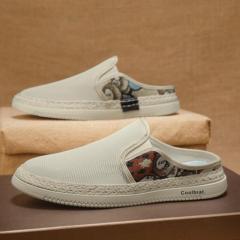 Men Casual Sport Shoes Light Sneakers Outdoor Breathable Mesh Black Running Shoes Athletic Jogging Tennis Shoes Half Slippers