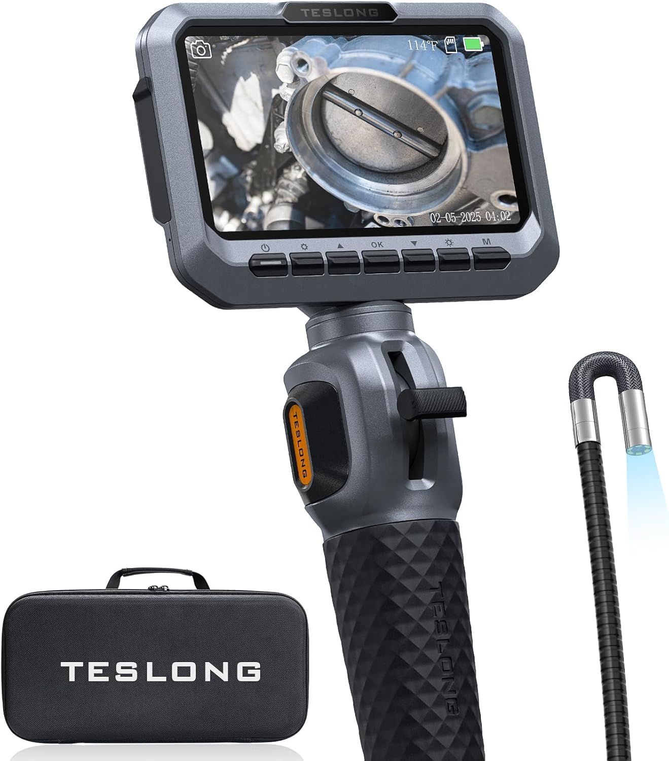 Teslong Adjustable Tip Bidirectional Industrial Endoscope Camera with IPS IP67 Waterproof Inspection 32G SD HD Digital LED Inspection Industrial