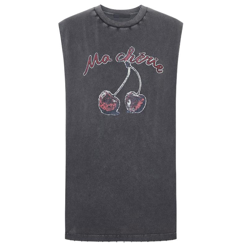 MO&Co. Retro Washed Mottled Print Loose Sleeveless T-Shirt L 170