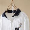 Spring Autumn Embroidered Shirt Cotton Doll Collar Vintage Artistic Versatile Top