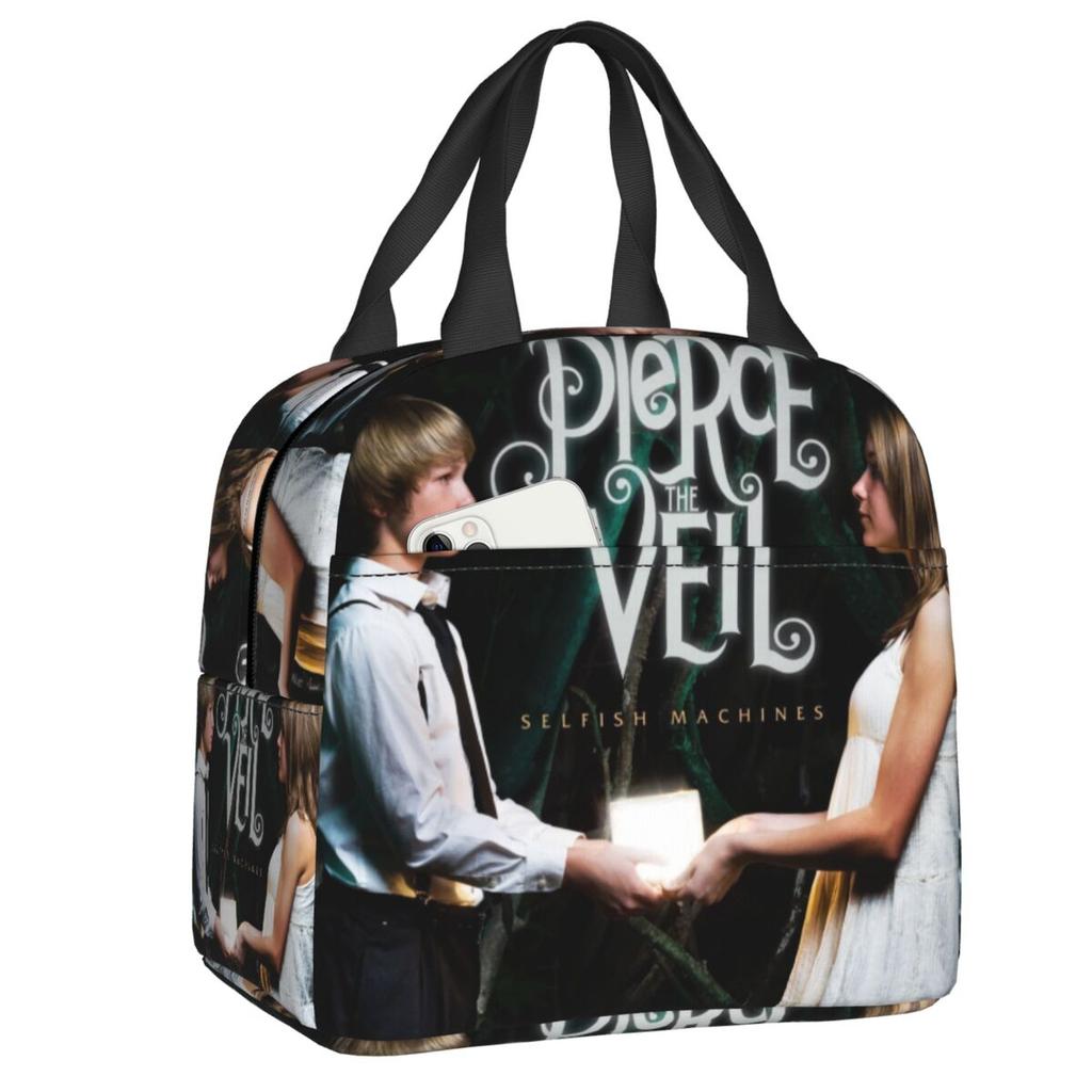 Custom Rock Band Pierce Veil Insulated Lunch Bags for Work School Leakproof Thermal Cooler Lunch Box Women Children
