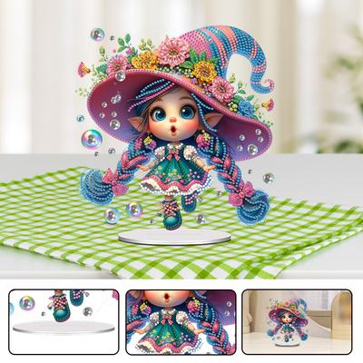Acrylic Special Shape Floral Cat Cup Diamond Painting Tabletop Ornaments Kit Elf Girl Swan DIY Craft Crystal Painting Home Decor