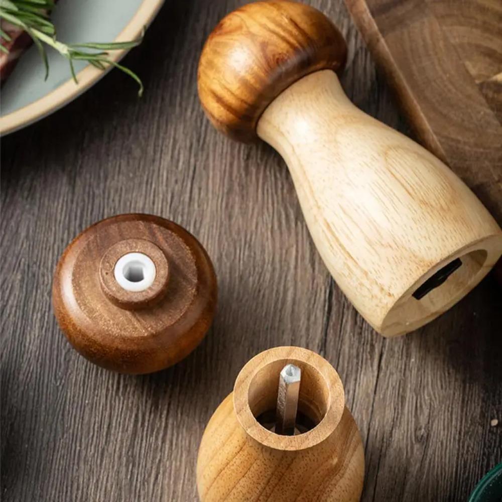 Wood Mushroom Pepper Grinder High Hardness Grinding Core Salt Grinding Bottle  Sea Salt