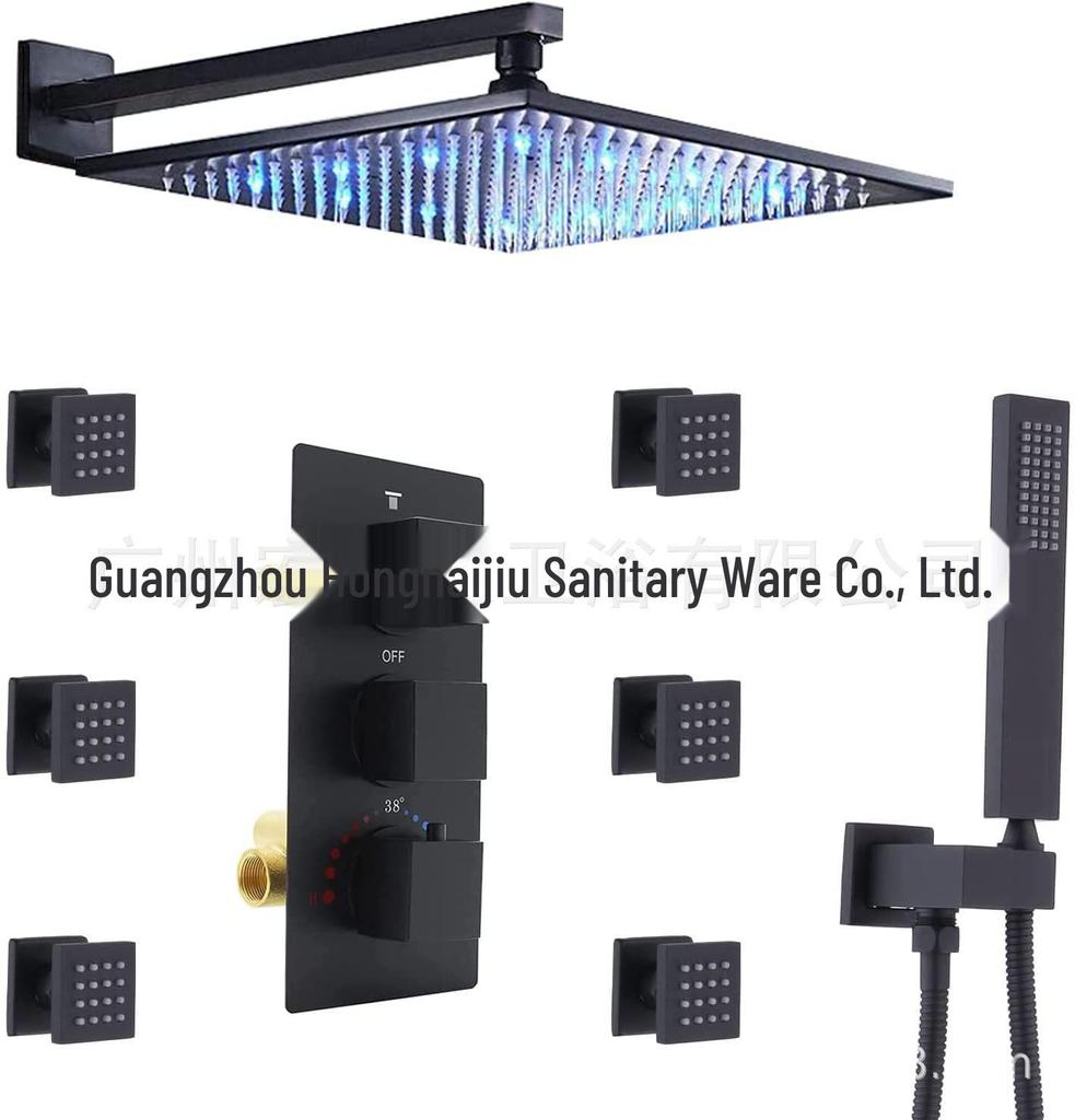 12-inch LED Rain Shower System with 6 Sprayers & Constant Temperature Control