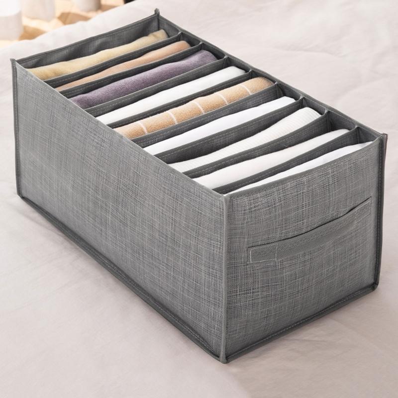 Space Saving Pants Storage Box Durable Non Woven Fabric Pants Organizer Wardrobe Clothes Storage Container for Home