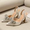 New Design Crystal Butterfly-knot Women Pumps Street Style High Heels Pointed Toe Shoes Sexy Wedding Party Sandals