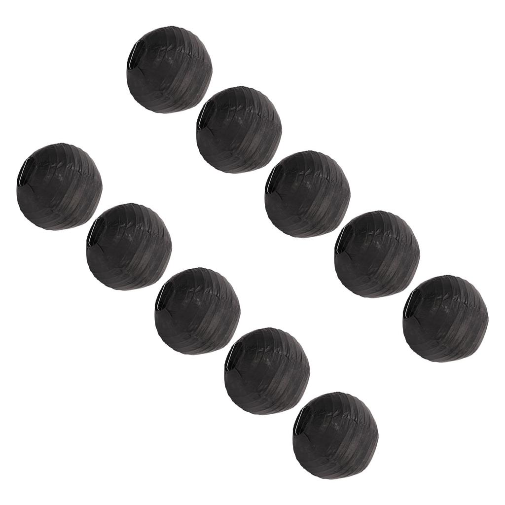 10pcs Paper Lanterns Foldable Round Decorative Small Waterproof Paper Lantern for Tent RV Courtyard Black