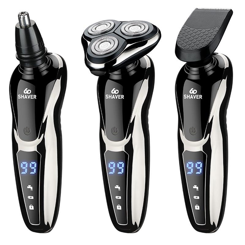 Shuangke 1168 Elektrorasierer: LCD-Display, Wasserdicht, 3-in-1 für Rasur, Haarschnitte und Nasenhaarentfernung.