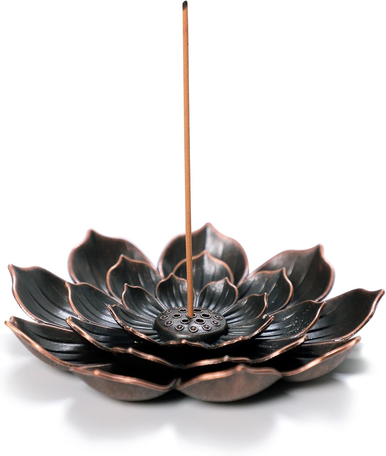 Incense Burner, Incense Holder for Sticks, Brass Lotus Incense Stick Holder and Detachable Ash Catcher Large