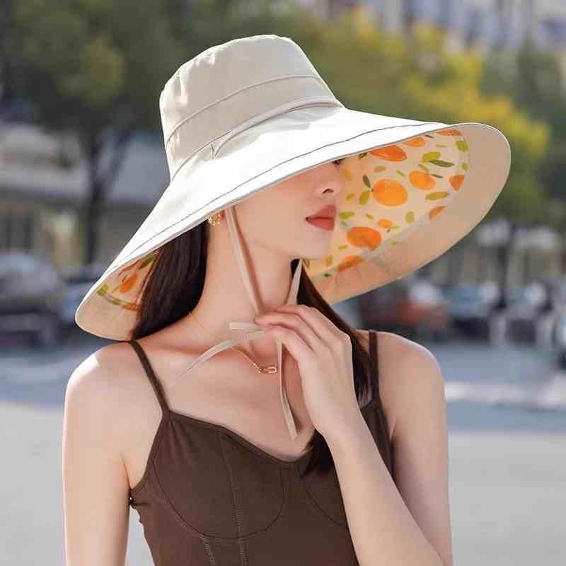 Spring and Summer New Cm Oversized Brim Sun Protection Sun Hat Double-sided Sun Hat Women's UV Protection Bucket Hat
