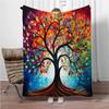 3D Abstract Tree Of Life Flannel Blanket Fluffy Children Sofa Plush Bedspread Throw Lunch Blanket for Sofa Bed Nap Cover Kids