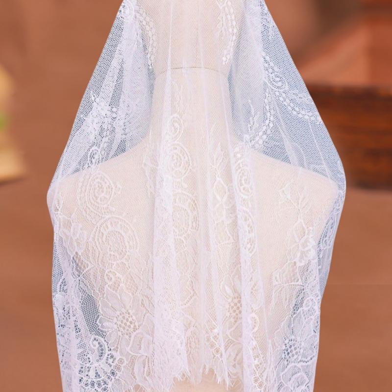 Gothic Bridal Veils Lace Brimmed Wedding Headpiece With Floral Lace For Halloween Bride Ceremony Accessories
