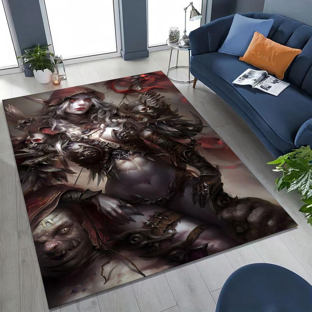 WOW World of Warcraft Arthas Demon Illidan Sylvanas Rug for Bedroom Living Room Sofa Home Doormat Decor, Kids Non-slip Floor Mat