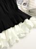 Jennie Kim & Ji-soo Inspired Color Block Ruffle Two-Piece Dress Set