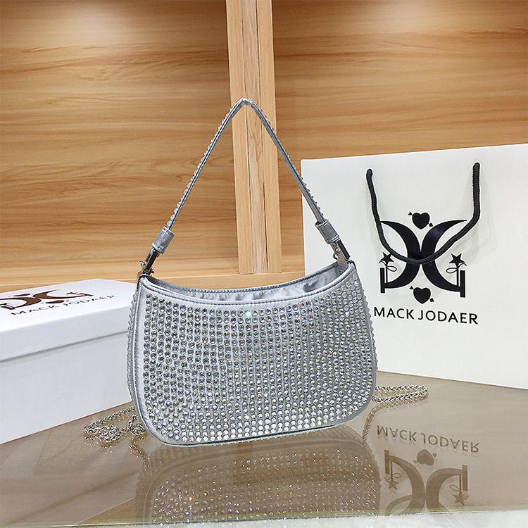 

Женская вечерняя сумка в корейском стиле со стразами, 2025, модный кроссбоди с полными бриллиантами серебряный