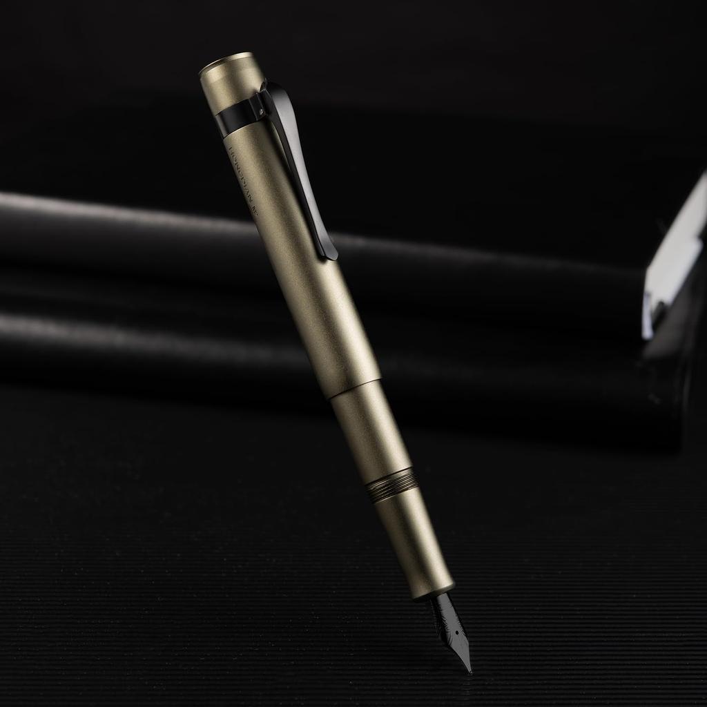 Hongdian M2 Mini Fountain Soft Army Green Slim Pocket Travel Pen Pen, Ultra-Fine, Nib, Aluminum,