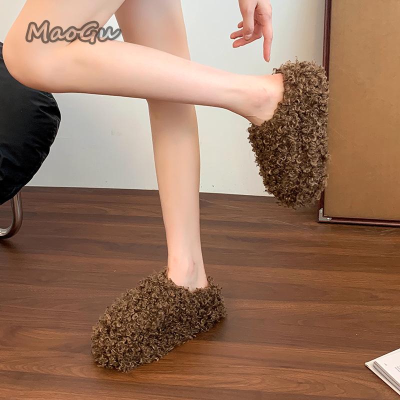 Fashion Autumn Winter 2025 Fashion Women's Shoes Comfortable Plush Velvet Warm Slippers Home Non-slip Lightweight Soft-soled Slippers