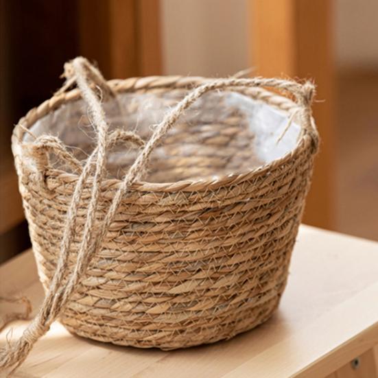 Flower Basket Strong Load-bearing Handmade Woven Indoor Outdoor Hanging Planter Flower Pot Holder Home Decor