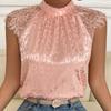 New Fashion Women's Summer Shirt Leopard Print Half Turtle Collar Shirt Lace Sleeve Pullover