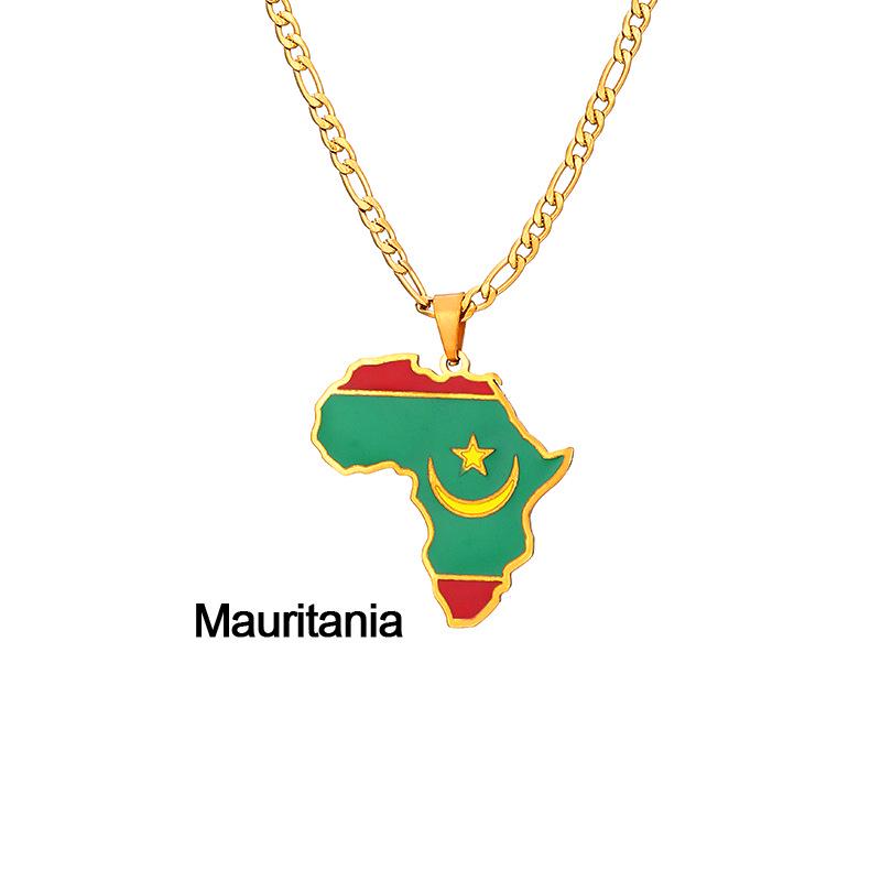 Collar con Mapa de Esmalte Africano: Colgante Geométrico de Acero de Titanio, Joyería Estilo 2022.