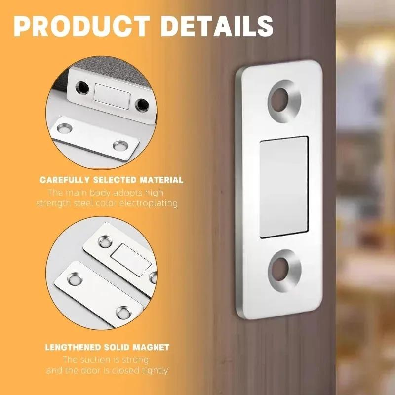 Magnetic Cabinet Catches Strong Magnet Sticker Punch-Free Self-Adhesive Latch Hidden Door Closer for Kitchen Cupboard Cabinet Drawer Furniture