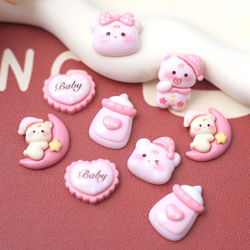 DIY Pink Bear Resin Accessories - Cute Cartoon Hair Decorations