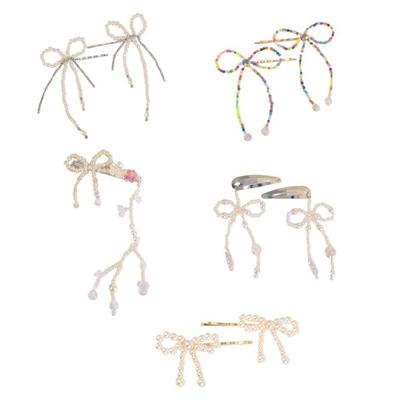 Imitationsperlen Perlen Schleife Haarnadel Stilvolle Haarspange Accessoire für Frauen Mädchen