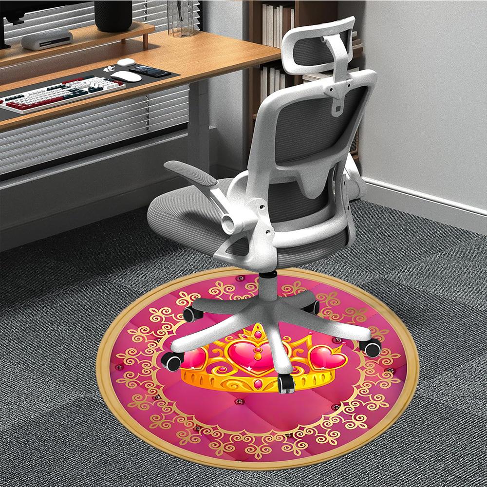 1pc Crown HeartChair Carpet for Office, Indoor Non-Slip Washable Polyester Fiber Carpet, Mat For Office, Machine Washable