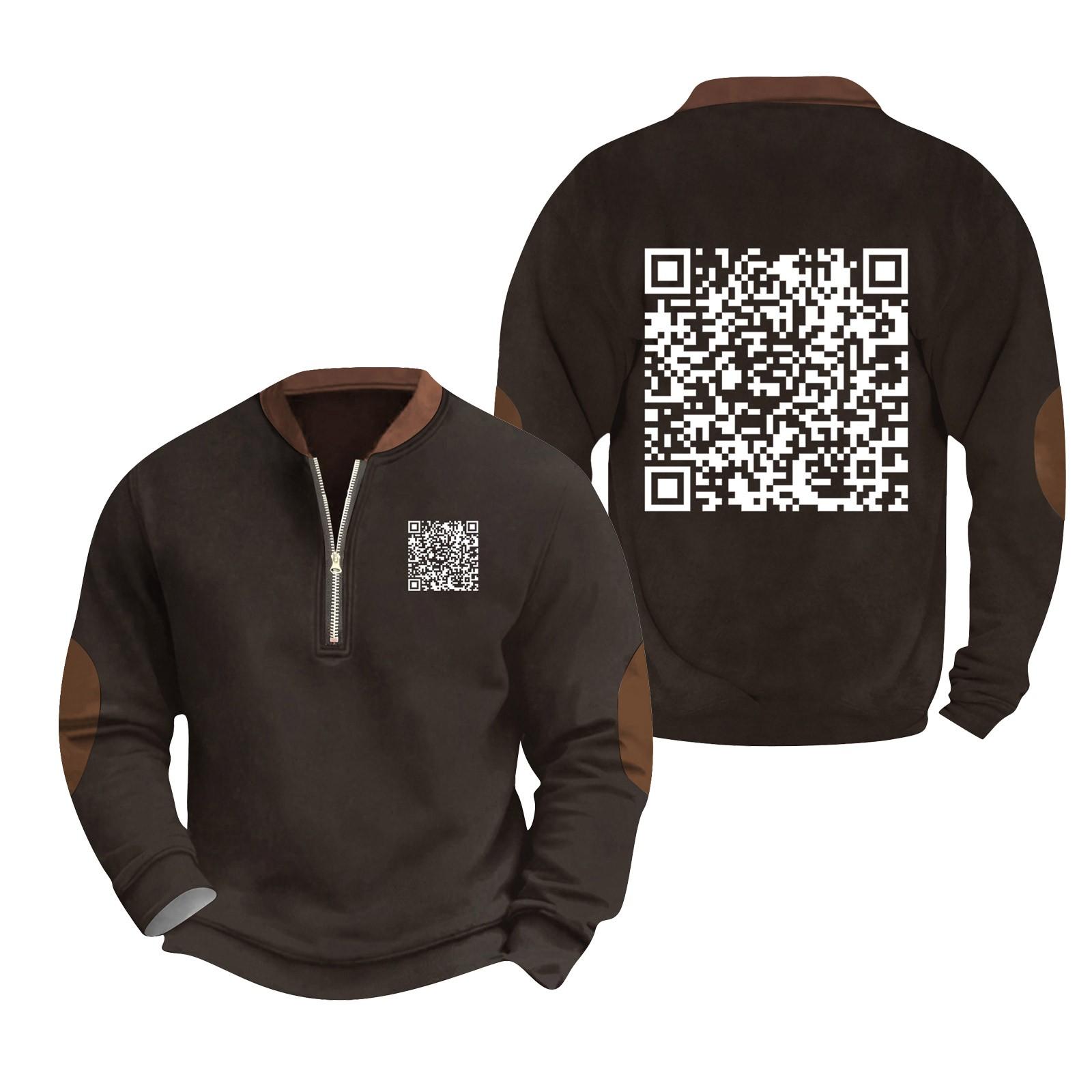 

Мужская модная повседневная толстовка с капюшоном, свободным длинным рукавом и воротником-молнией с забавным принтом XL коричневый