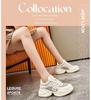 Women's 2024 Summer White Mesh & Leather Height-Enhancing Casual Shoes with Thick Sole.