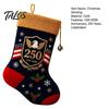 Soft Fabric Gift Bags for Candy USA 250th Anniversary 1776-2026 Embroidered Christmas Stocking, 18 Inch Large Sacks Neighbors Friends Patriotic