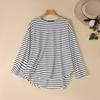 ZANZEA Women Casual Round Neck Long Sleeve Loose Stripe T-Shirts