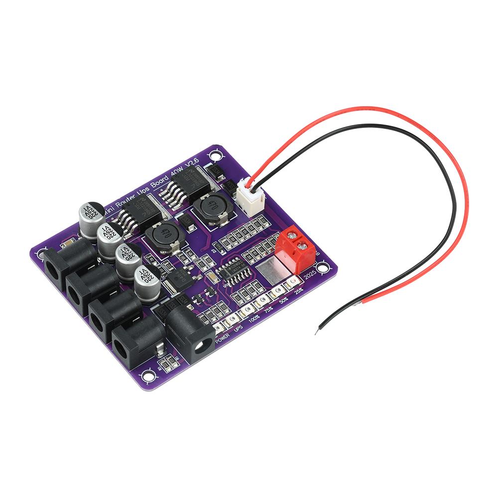 40W Uninterruptible Power Supply Module 4-Channel Output Battery Charging Board Mini Router UPS Power Module Battery Indicator