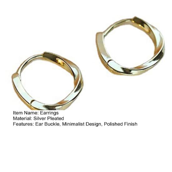 1 Pair Women Earrings No-Blocking Ear Buckle Stable Fit Twist Earrings Circle Design Mirror Polished Hoop
